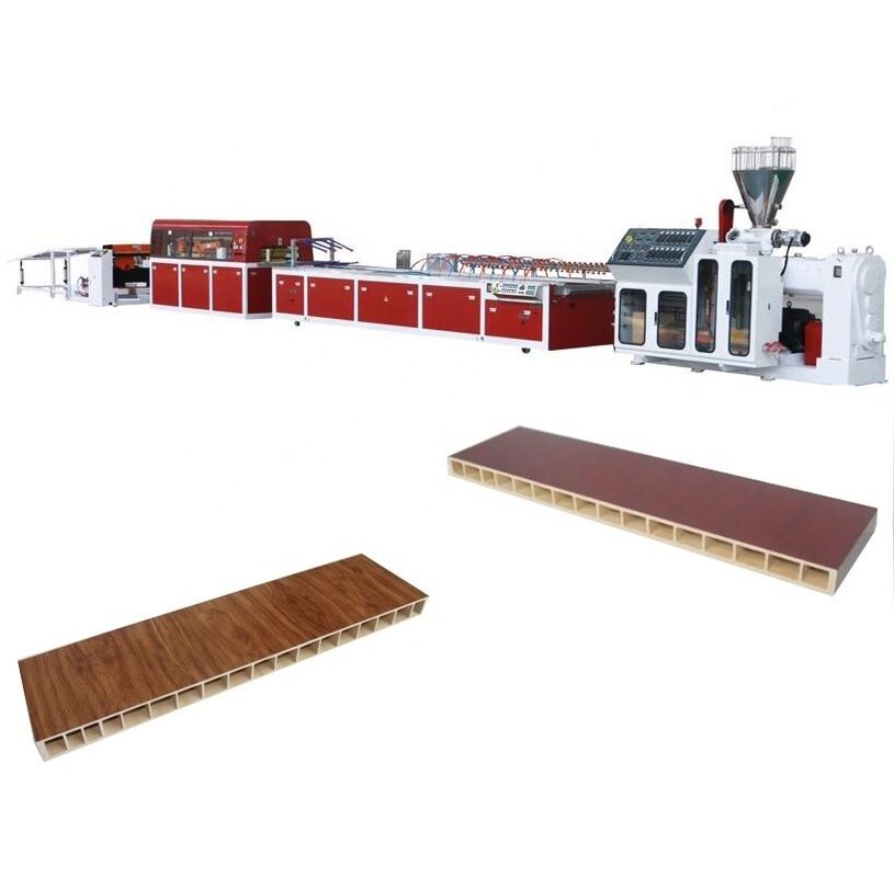 Perfil WPC Madeira PP/PE Composite Outdoor Floor Plank Linha de extrusão 4200mm * 1500mm * 2100mm